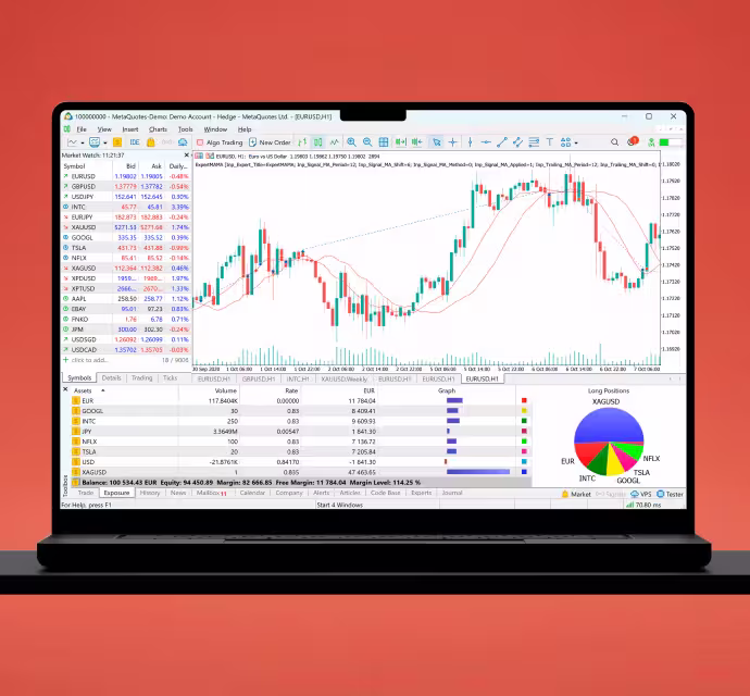 MetaTrader 5 on a laptop